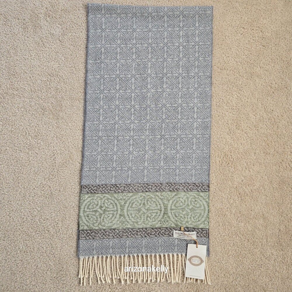 NWT Aran Sweater Market Woven Wool Blend Scarf Ireland Celtic - Picture 10 of 11